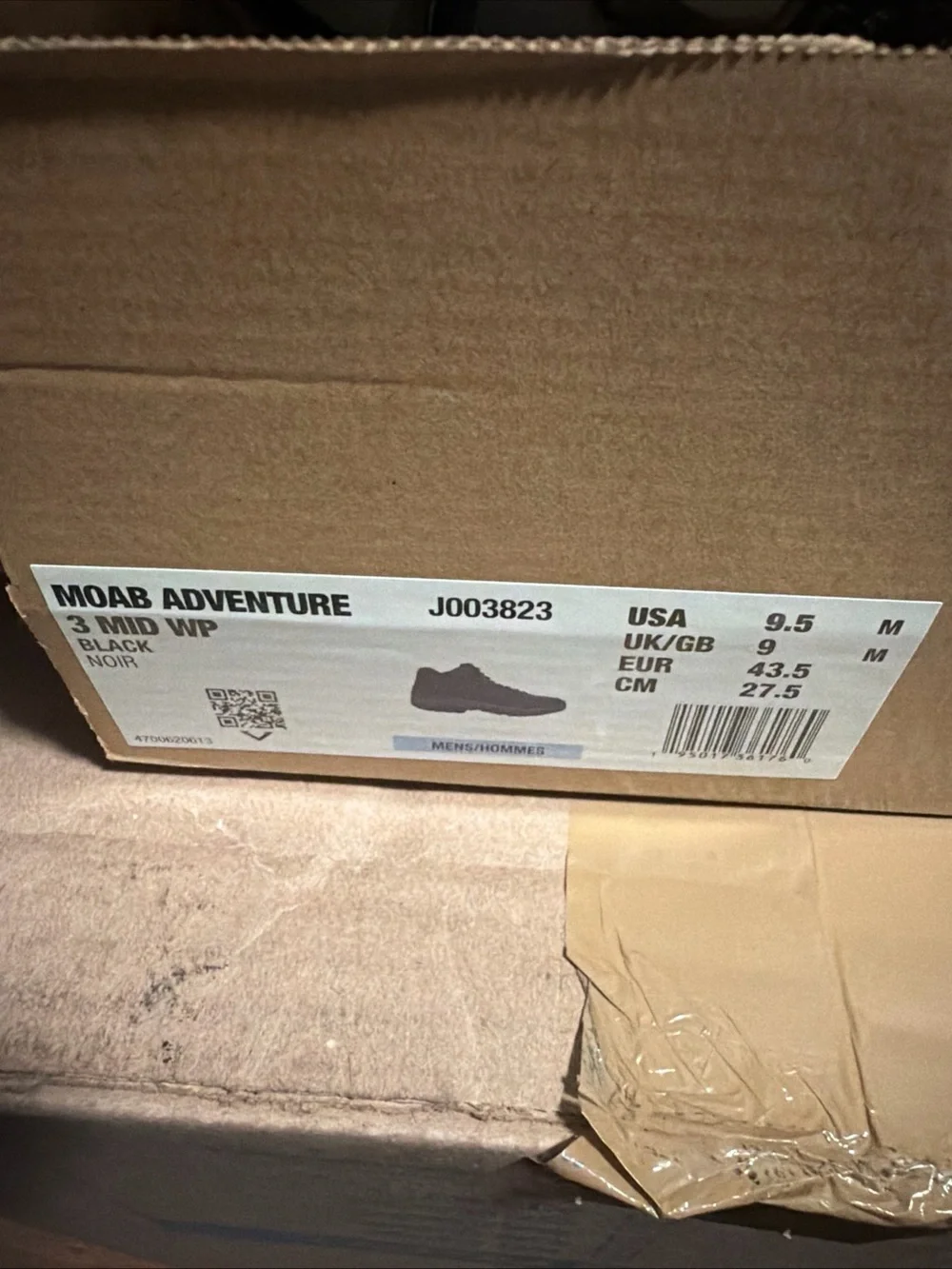 Merrell Moab Adventure 3 J003823 Men's Black Leather Hiking Boots Mid Waterproof